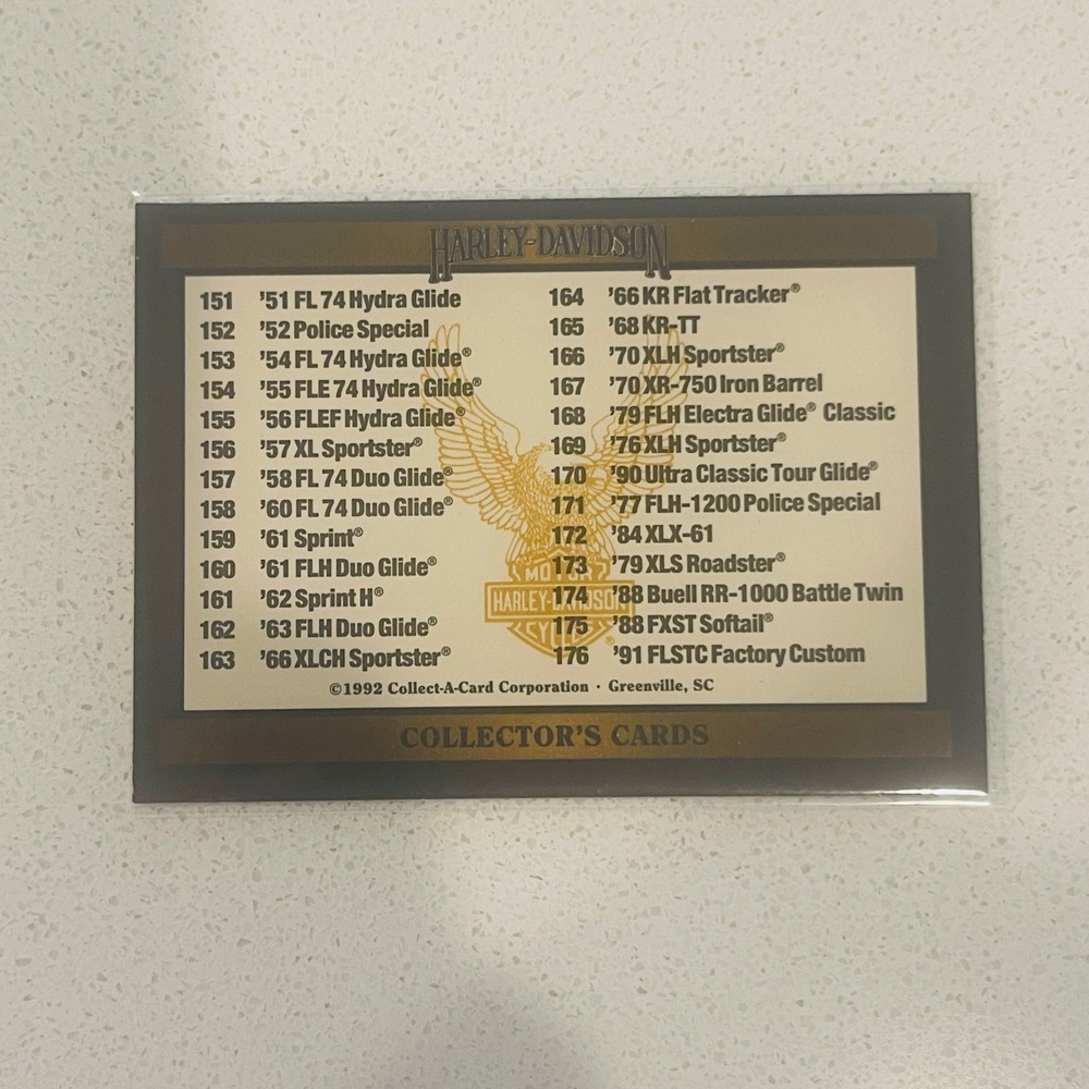 1992 Harley Davidson Series 2 Checklist Card 4 Collect A Card Vintage Motorcycle